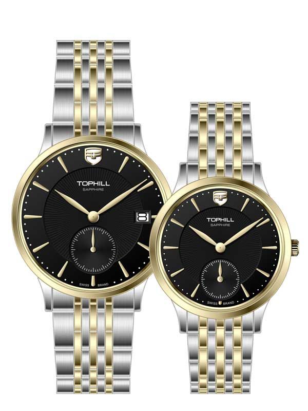  ĐỒNG HỒ TOPHILL TA051G.S6152 & TA051L.S6152 Cặp Máy quartz(pin) Kính sapphire 3ATM 