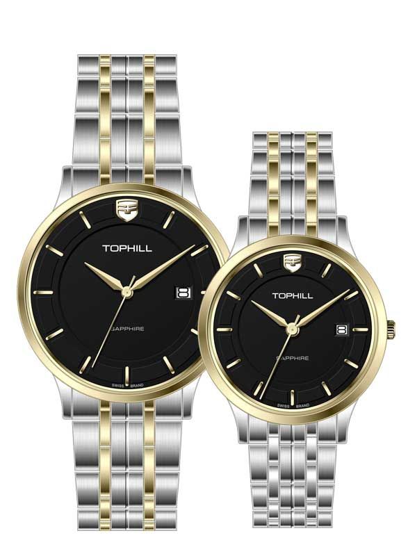  ĐỒNG HỒ TOPHILL TA039G.S6152 & TA039L.S6152 Cặp Máy quartz(pin) Kính sapphire 5ATM 