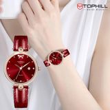  ĐỒNG HỒ TOPHILL TE063L.MR3757 Nữ Máy quartz(pin) Dây da Kính sapphire 5ATM 