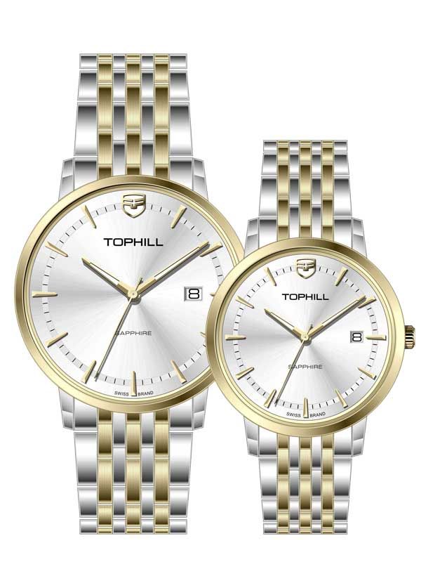  ĐỒNG HỒ TOPHILL TA038G.S6652 & TA038L.S6652 Cặp Máy quartz(pin) Kính sapphire 5ATM 