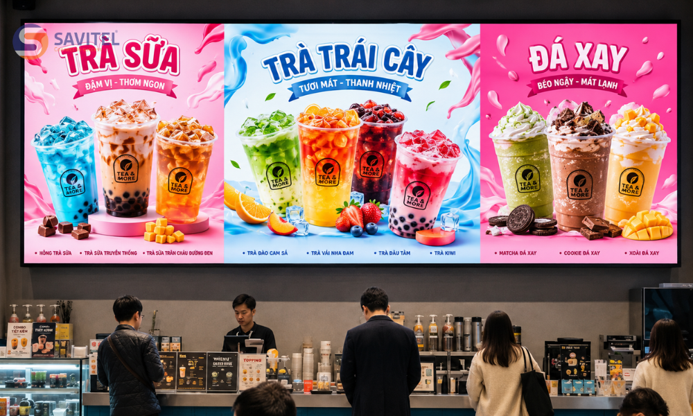  Màn hình LED quán Cafe trong nhà, ngoài trời 