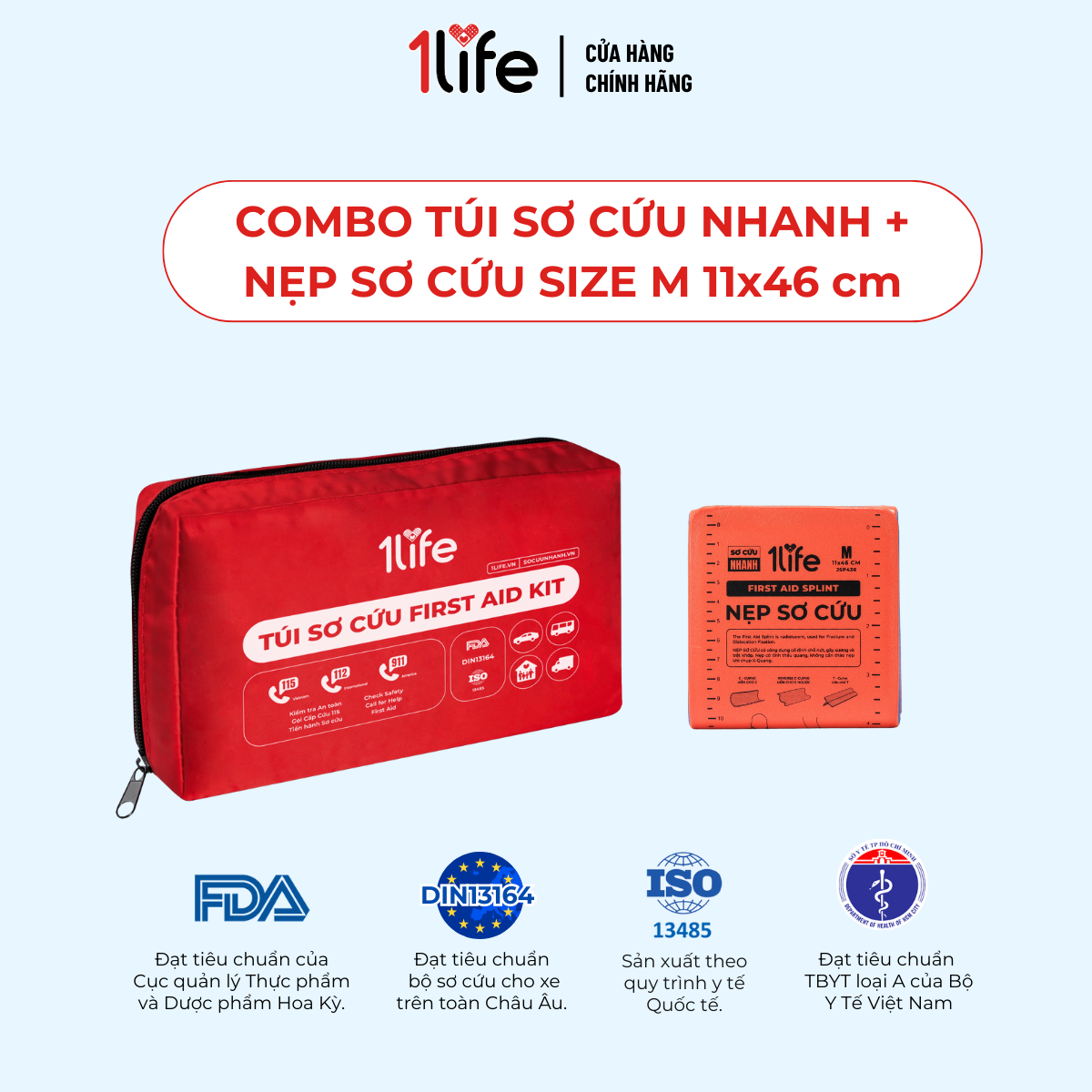  Túi sơ cứu nhanh cho gia đình, xe ô tô tiêu chuẩn Châu Âu DIN 13164 