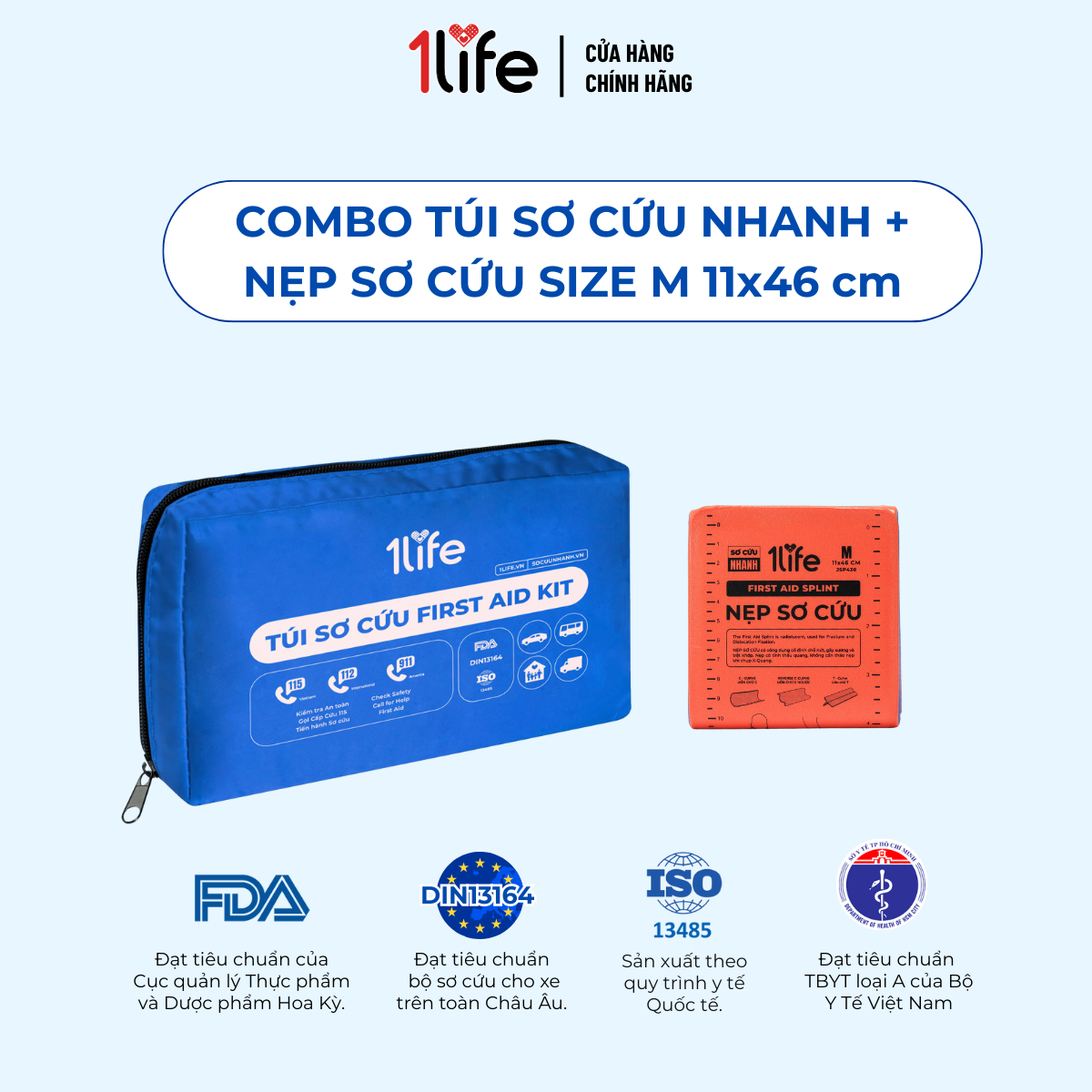  Túi sơ cứu nhanh cho gia đình, xe ô tô tiêu chuẩn Châu Âu DIN 13164 