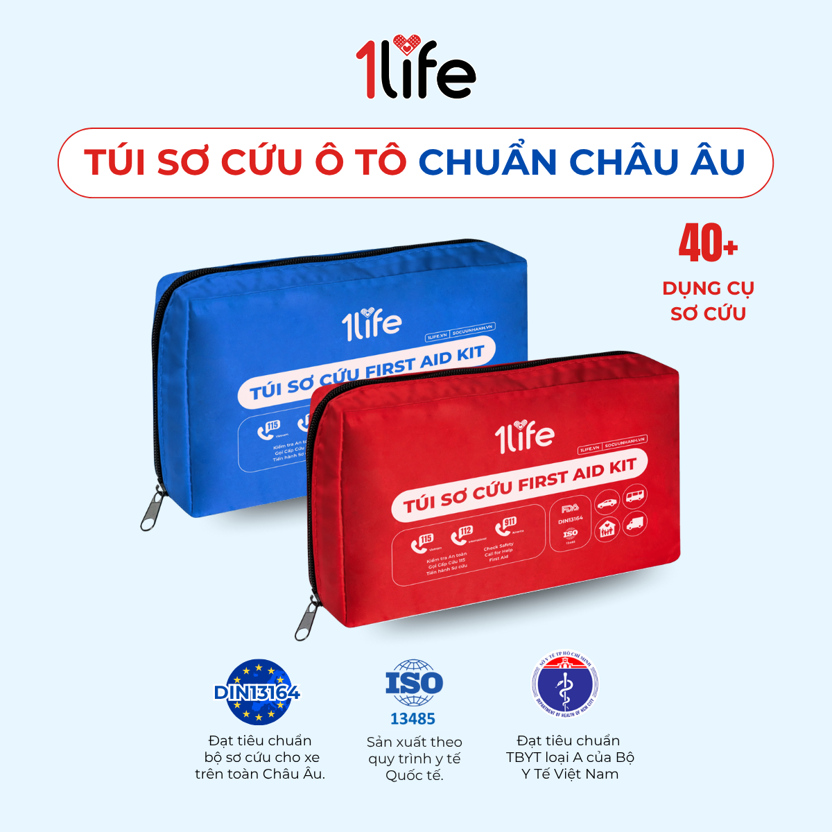  Túi sơ cứu nhanh cho gia đình, xe ô tô tiêu chuẩn Châu Âu DIN 13164 