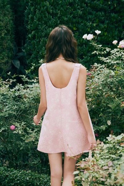  Đầm ngắn cổ vuông - Hồng - D0732 