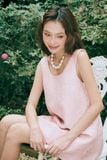 Đầm ngắn cổ vuông - Hồng - D0732 