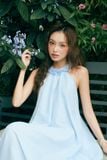  Đầm yếm rút nhún cổ - Xanh biển - D0734 