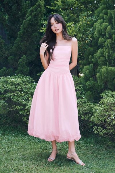  Đầm midi tùng bí - Hồng - D0736 