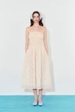  Đầm Midi chạy thun - Kem - D0740 