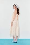  Đầm Midi chạy thun - Kem - D0740 