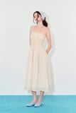  Đầm Midi chạy thun - Kem - D0740 