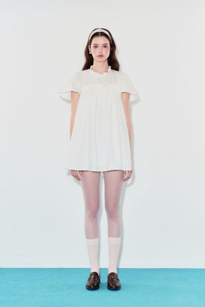  Đầm ngắn nhún ngực - Trắng - D0741 
