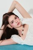 Đầm dài tay phồng nhún ngực - Trắng - D0742 