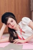  Đầm cổ lá sen tay phồng - Trắng - D0745 