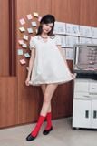  Đầm cổ lá sen tay phồng - Trắng - D0745 