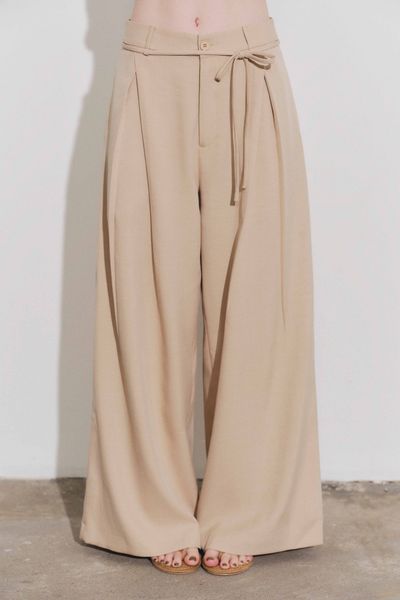  Quần tây xếp ly ống rộng - Be đậm - Q0407 