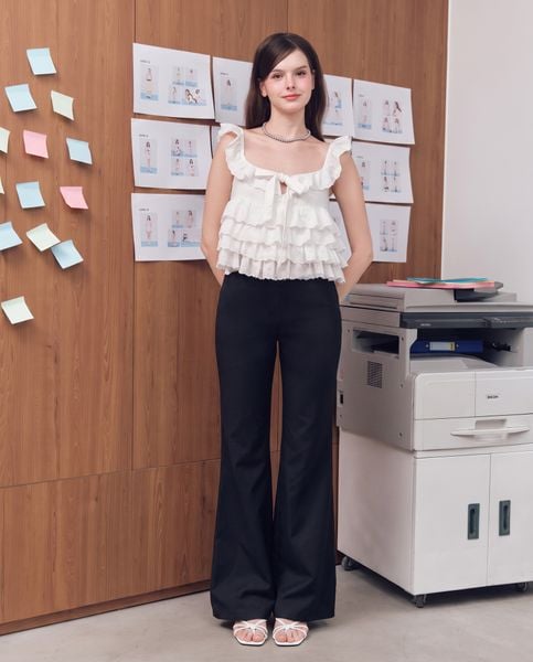  Quần ống suông lưng liền - Đen - Q0427 