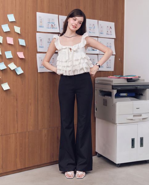  Quần ống suông lưng liền - Đen - Q0427 