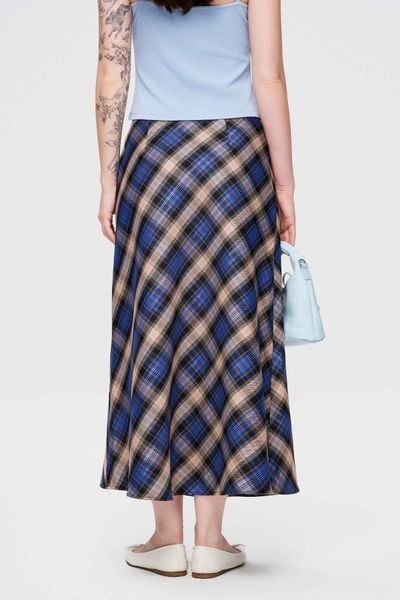  Chân váy midi kẻ ô - Xanh dương - S0295 