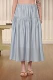  Chân váy midi xếp nhún - Xanh nhạt - S0301 