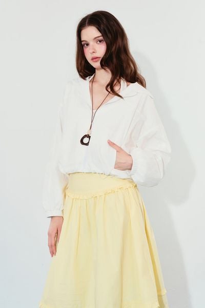  Áo khoác có nón vải polyester - Trắng - T1203 