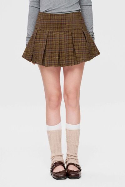  Chân váy mini xếp ly - Nâu - S0298 