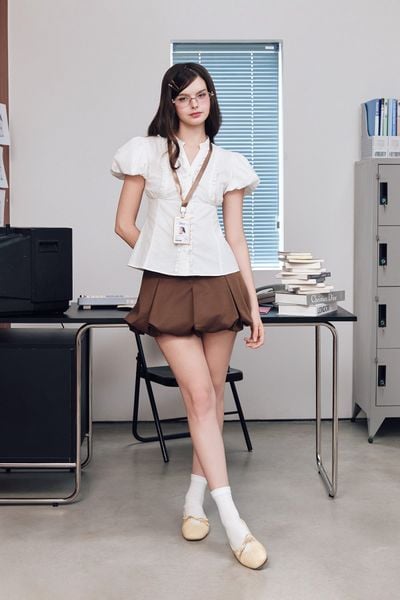  Chân váy bí xếp li - Nâu - S0288 