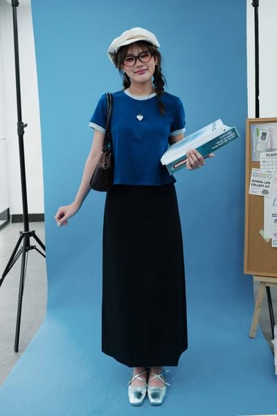  Chân váy dài dáng suông - Đen - S0159 