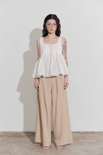  Áo kiểu chiết ly - Trắng - T1130 