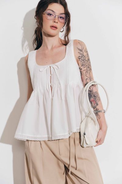  Áo kiểu chiết ly - Trắng - T1130 