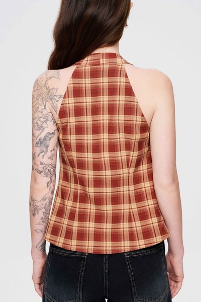  Áo kiểu xoắn ngực - Nâu đỏ - T1137 