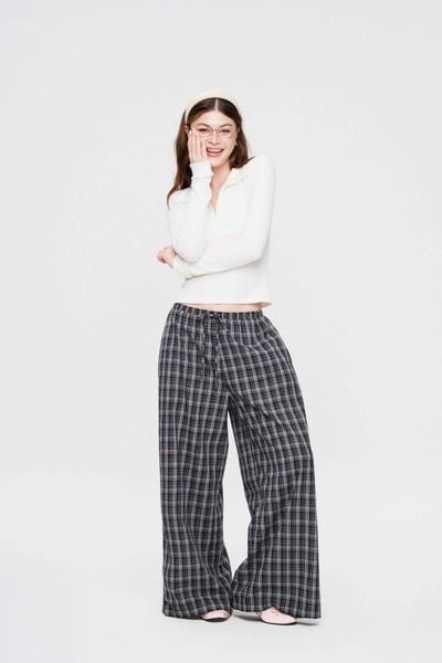  Quần dài kẻ ô - Đen - Q0409 