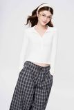  Áo thun dài tay cổ trụ - Trắng kem - T1139 