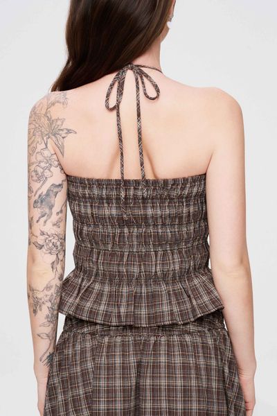  Áo yếm chạy smocking - Nâu - T1140 