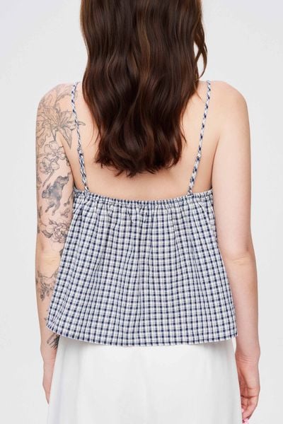  Áo kiểu xếp ly gài nút - Xanh đậm - T1142 