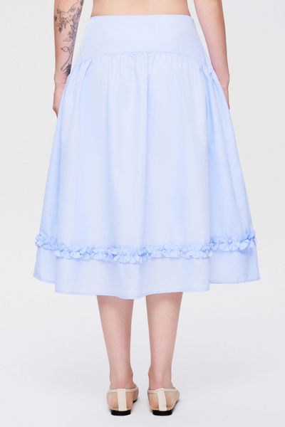  Chân váy midi phối bèo - Xanh biển - S0300 