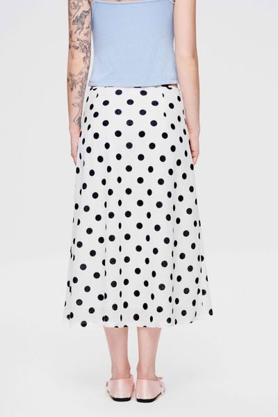  Váy midi thun chấm bi - Trắng - S0299 