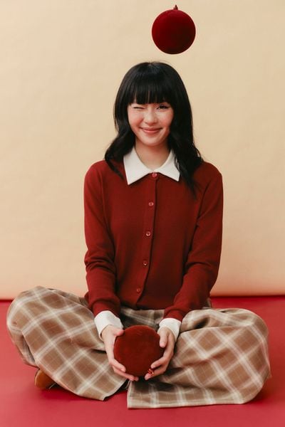  Áo cardigan dáng ôm - Đỏ - T1154 