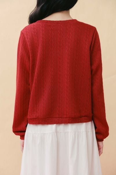  Áo cardigan vải họa tiết - Đỏ - T1156 