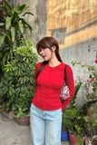  Áo tay dài cổ tròn gài nút - Đỏ - T1162 
