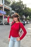  Áo tay dài cổ tròn gài nút - Đỏ - T1162 