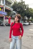  Áo tay dài cổ tròn gài nút - Đỏ - T1162 
