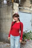  Áo tay dài cổ tròn gài nút - Đỏ - T1162 