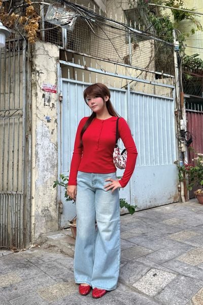  Quần jeans dài ống rộng - Xanh nhạt - Q0310 