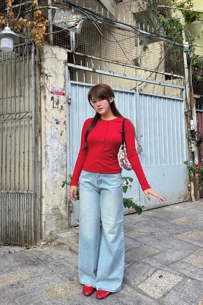  Quần jeans dài ống rộng - Xanh nhạt - Q0310 