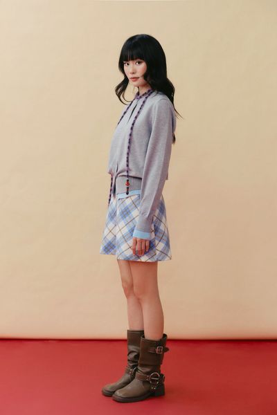  Chân váy kẻ dáng A - Xanh biển - S0194 