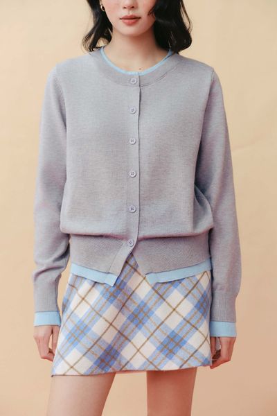  Áo cardigan phối màu - Xám - T1165 
