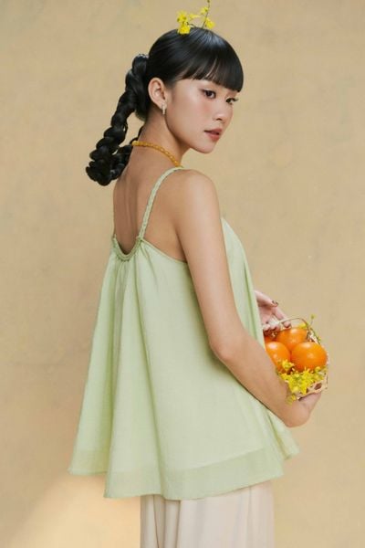  [PRE-ORDER] Áo kiểu 2 dây thắt bím - Xanh lá - T1177 