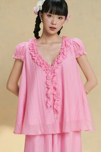  Áo cổ tim trang trí bèo - T1178 