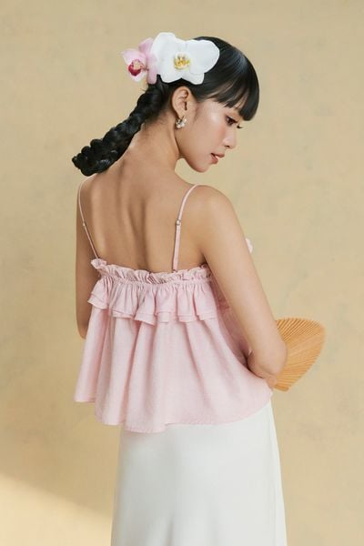  Áo dây gắn bèo - Hồng - T1182 